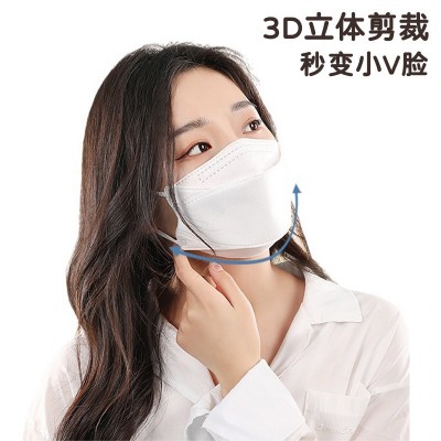 KF94 3d口罩批发 成人立体防尘鱼嘴形柳叶型kf94 4层口罩独立包装图3