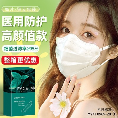 小懒一次性医用波浪形口罩防晒护眼角2022时尚款轻薄透气口罩批发图3