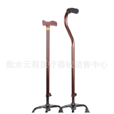 厂家自产铝合金四角手杖 四脚拐棍 拐杖老人四脚拐杖手杖高度可调图5