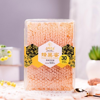 蜂巢蜜蜂场直供纯正天然500g盒装大块蜂蜜抖音款蜂巢蜜代 发贴 牌图2