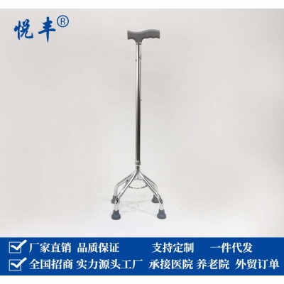 厂家直销拐杖不锈钢四角拐杖可调四角手杖伸缩铝合金防滑助行器图2