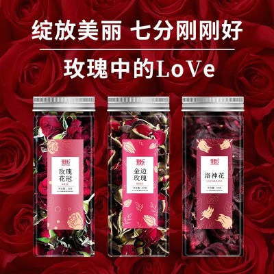 玫瑰花茶头茬食用墨红玫瑰花茶云南滇红玫瑰金边花冠花瓣大货批发图3