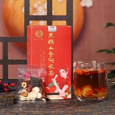 徽药康 黑糖人参阿胶茶 黑糖姜丝茶块桂圆红枣枸杞姜枣组合茶一件