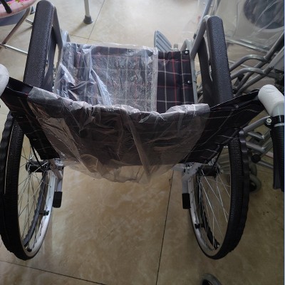 手动轮椅加厚钢管老人残疾人代步助力车自动轻便折叠简易手推车图3