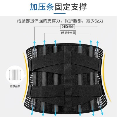 运动加压护腰带钢板支撑腰部固定带网布透气护腰腰椎劳损护具现货图3