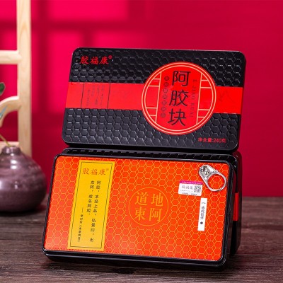 山东东阿正宗阿胶块阿胶粉铁盒装240克驴皮阿胶片手工糕原材料图1