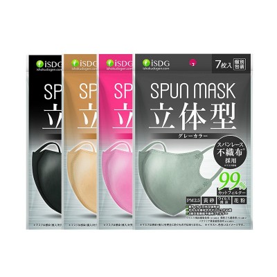 ISDG日本品牌 监制 立体形 口罩 多种颜色显脸小一袋七支独立包装图2