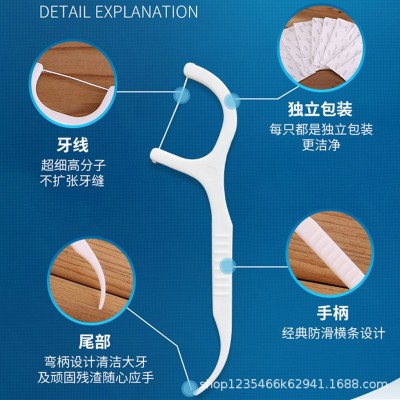 宜齿洁牙线超细牙线棒独立装弓形安全卫生牙签圆线小牙缝签 50支图3