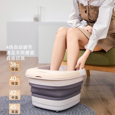 折叠足浴盆气泡按摩PTC加热按摩洗脚盆便携家用智能可折叠泡脚桶