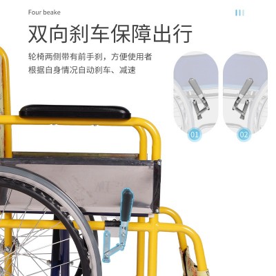 轮椅折叠轻便老人专用手推车小型瘫痪手动超轻老年人残疾代步车图3
