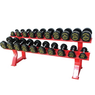 会军 家用高档橡胶哑铃 健身房专用固定哑铃 （275kg/套）图5