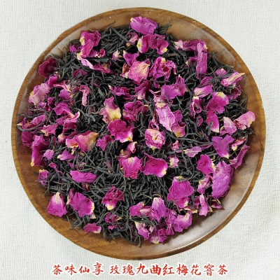 重瓣玫瑰九曲红梅茶叶新花窨制红茶叶分两罐250g送礼办公用茶图5