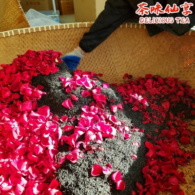 重瓣玫瑰九曲红梅茶叶新花窨制红茶叶分两罐250g送礼办公用茶图3