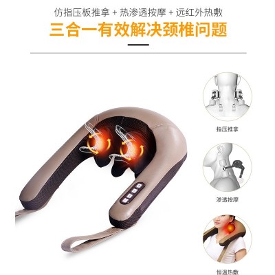 颈肩按摩器 3D仿人手肩颈按摩器加热肩膀按摩披肩揉捏 颈部按摩器图4