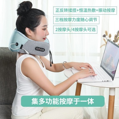 新款强动力充电U型按摩枕旅行枕午休枕C型颈肩揉捏震动热敷护颈枕图4