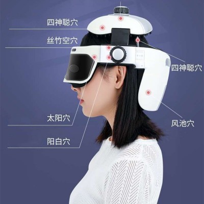 头部按摩器电动可调节气囊按压头皮按摩仪震动揉捏脑轻松按摩头盔图2