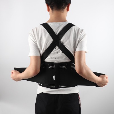 双肩背带运动腰部束缚带 可调节透气弹力加压双背护腰带工作护腰图3