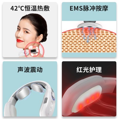 新款电动家用无线智能脉冲热敷震动颈椎按摩仪颈部按摩器护颈仪图3