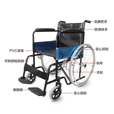 瀚启跨境出口新款式不锈钢折叠轻便轮椅批发老年人用品残疾人护理图2