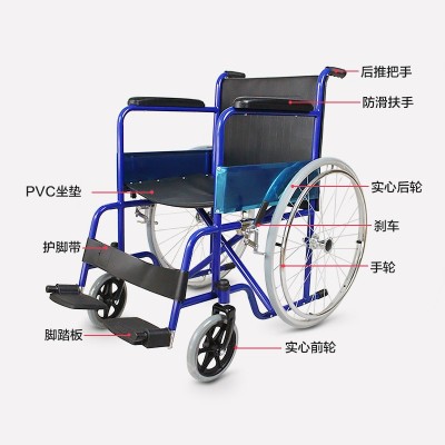 瀚启跨境出口经典款式折叠轻便轮椅批发老年人用品残疾人护理推行图2