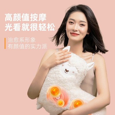 充电式羊驼按摩公仔礼品腰背部颈椎按摩器电动多功能车载按摩靠枕图5