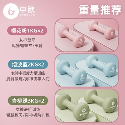 哑铃家用健身女士专用磨砂浸塑防汗防滑学生锻炼男实心小哑铃批发图3