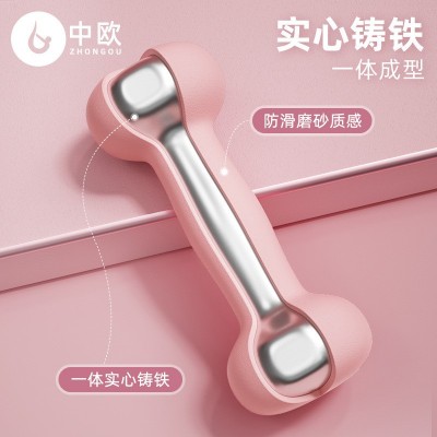 哑铃家用健身女士专用磨砂浸塑防汗防滑学生锻炼男实心小哑铃批发图2