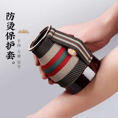 蕲艾陶瓷美容院多功能艾灸罐刮痧罐按摩家用艾灸盒熏蒸仪温灸器具图3