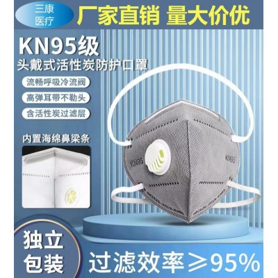 KN95活性炭防尘口罩劳保头戴式呼吸阀甲醛打磨化工防工业 粉尘口罩图3