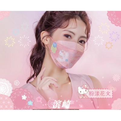 Kitty仲夏花火祭粉樱花紫和风KF94超舒适立体防护口罩春夏花朵图2