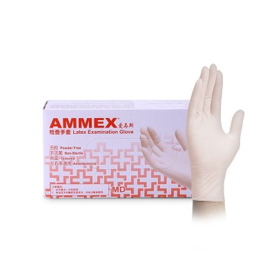 正品AMMEX爱马斯一次性乳胶手套橡胶 无粉加厚麻面 实验用TLFCVMD图5