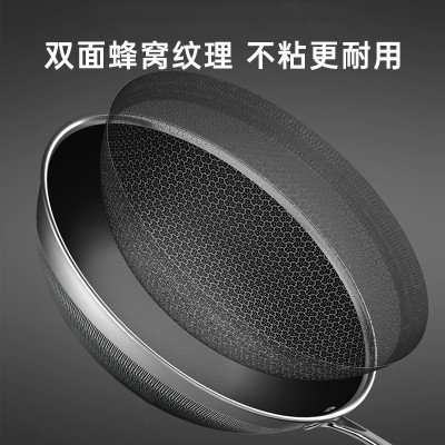 康巴赫炒锅蜂窝不粘锅316不锈钢炒菜锅32cm电磁炉燃气灶通用锅具图3