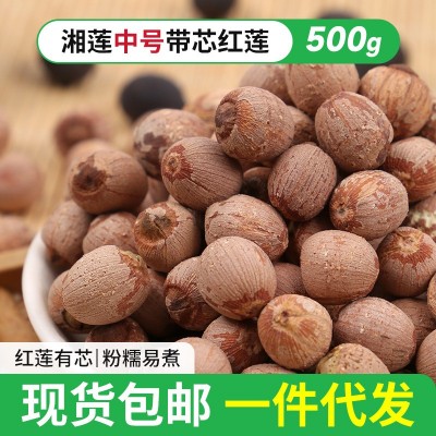 包邮湖南湘莲 中号带芯红莲 湘莲莲子干货 500g 带芯红莲代发包邮