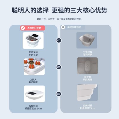跨境新款折叠足浴盆深桶便携加热足浴器电动家用全自动按摩泡脚桶图5