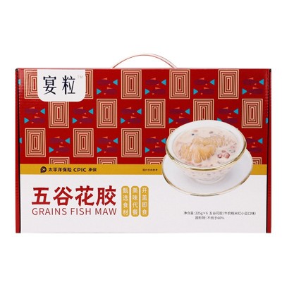 宴粒五谷花胶礼盒胶原蛋白即食鱼胶营养年货早餐轻食代发225g*6碗图5