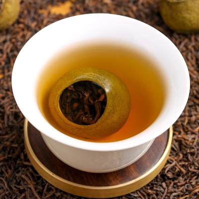 新会小青柑批发 陈皮宫廷普洱茶熟茶小青桔茶叶茶散装罐装500克图3