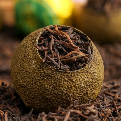 新会小青柑批发 陈皮宫廷普洱茶熟茶小青桔茶叶茶散装罐装500克图2