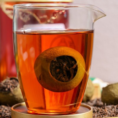 新会小青柑批发 陈皮宫廷普洱茶熟茶小青桔茶叶茶散装罐装500克图4