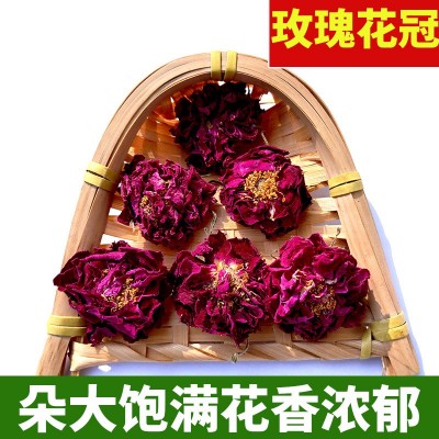 【玫瑰花茶】玫瑰花冠一朵一杯花蕊产地厂家直销低温新鲜大朵散装