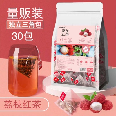 荔枝红茶30小包水果茶三角茶包冷泡茶锡兰红茶叶果干袋泡茶泡水喝