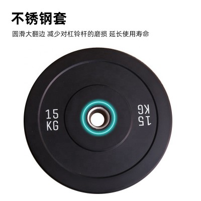 跨境批发黑色全胶杠铃片大孔全胶片竞赛深蹲举重奥片竞技杠铃片图4