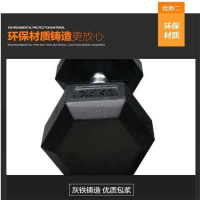 六角固定包胶哑铃家用健身器材男士商用六角包胶厂家图3