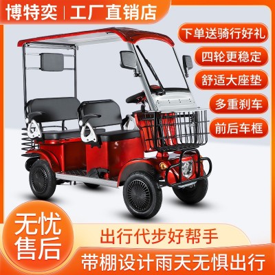 新款老年代步车四轮电动车家用小型接送孩子老人助力车电瓶车带棚图2