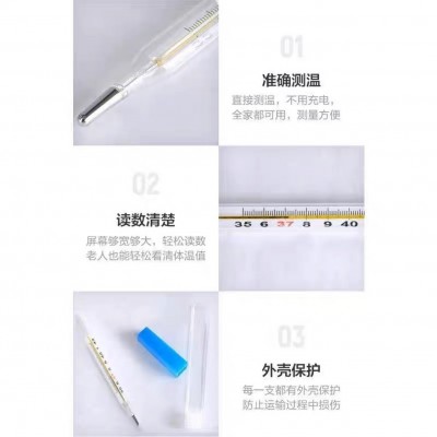 腋下大号体温计 外贸水银体温计 口腔腋下医用体温计 家庭温度计图2