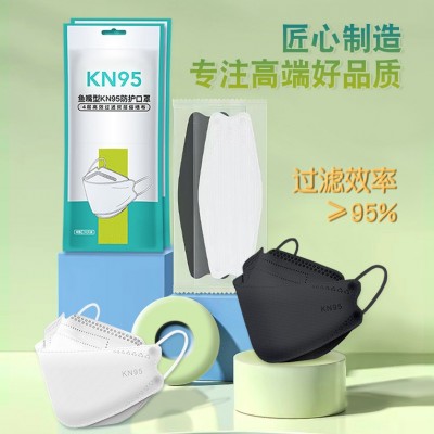 3D立体独立真空包装韩版鱼嘴形KN95钢印LOGO柳叶形耳带口罩KN95图3