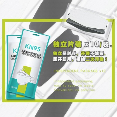 3D立体独立真空包装韩版鱼嘴形KN95钢印LOGO柳叶形耳带口罩KN95图2