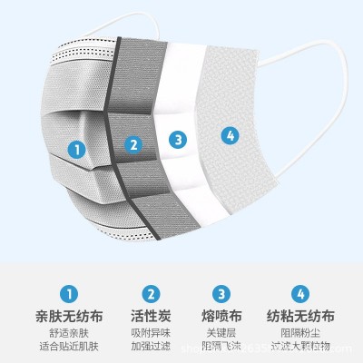 活性炭口罩一次性四层加厚黑色工业防尘灰色防异味单独立 包装现货图3