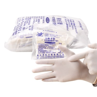 袋装橡胶检查手套厨房餐饮家用一次性乳胶手套独立装加厚医用手套图2