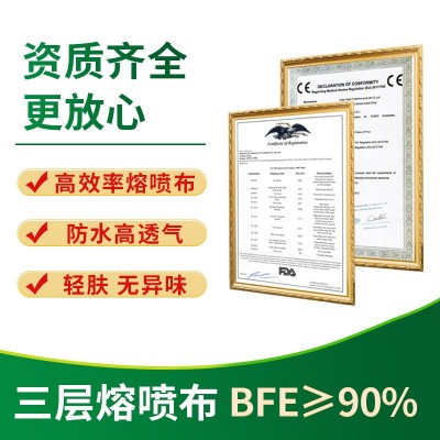 万里一次性成人口罩三层蓝色防尘无纺布含熔喷布口罩3层防护厂家图3