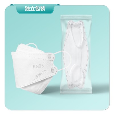 KN95一次性防护口罩3D立体独立装四层加厚熔喷鱼型柳叶 形现货批发图2